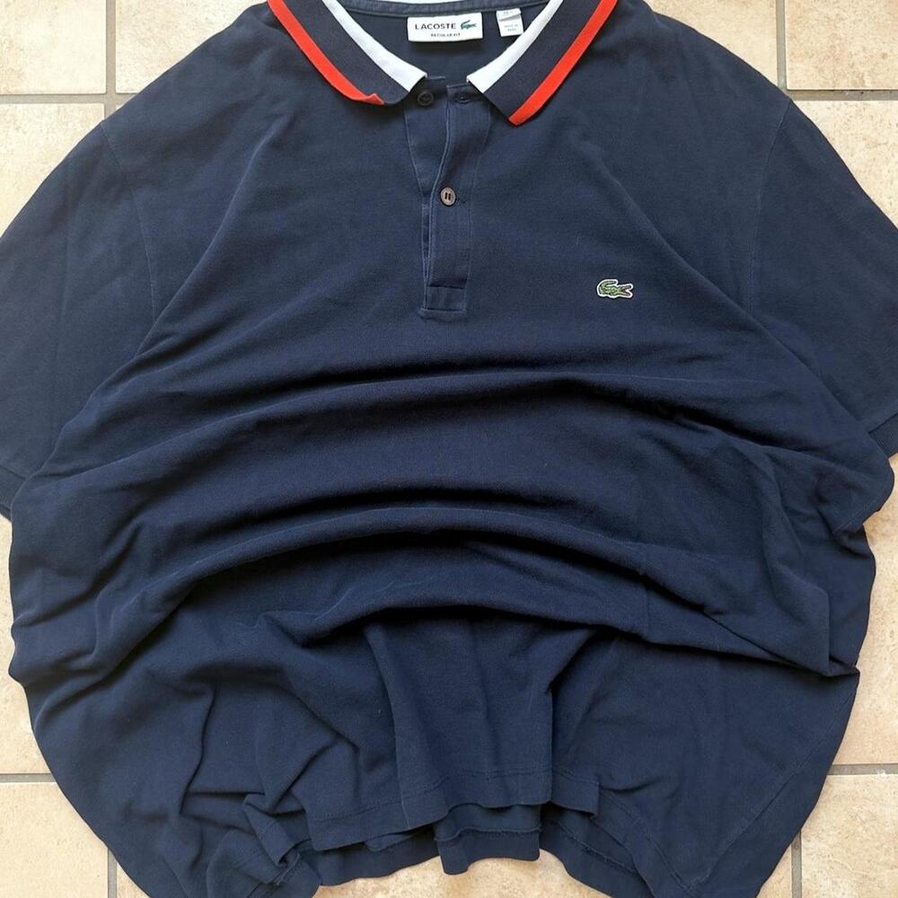 Lacoste Navy Regular Fit Short Sleeve Polo Shirt - Size XXL (7 in French Sizing)
